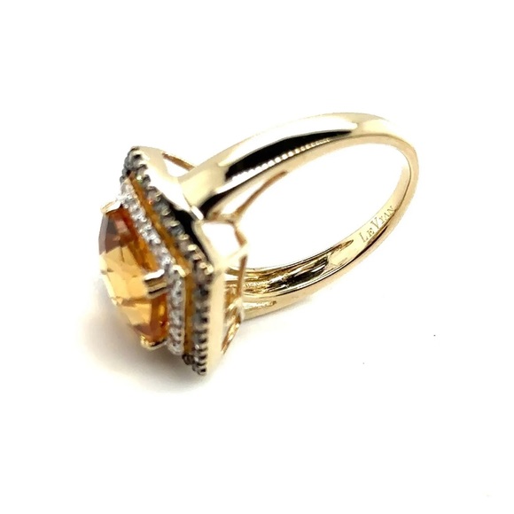 Le Vian 14k Yellow Gold Citrine & Diamond Halo Cocktail Ring - Picture 5 of 8